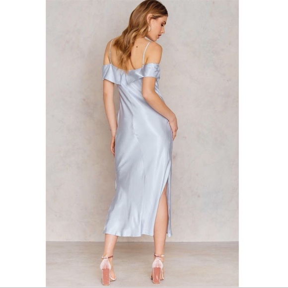 Bardot Dawn Light Blue Cold Shoulder Slip Dress Size US 4 Size XS - Picture 3 of 15
